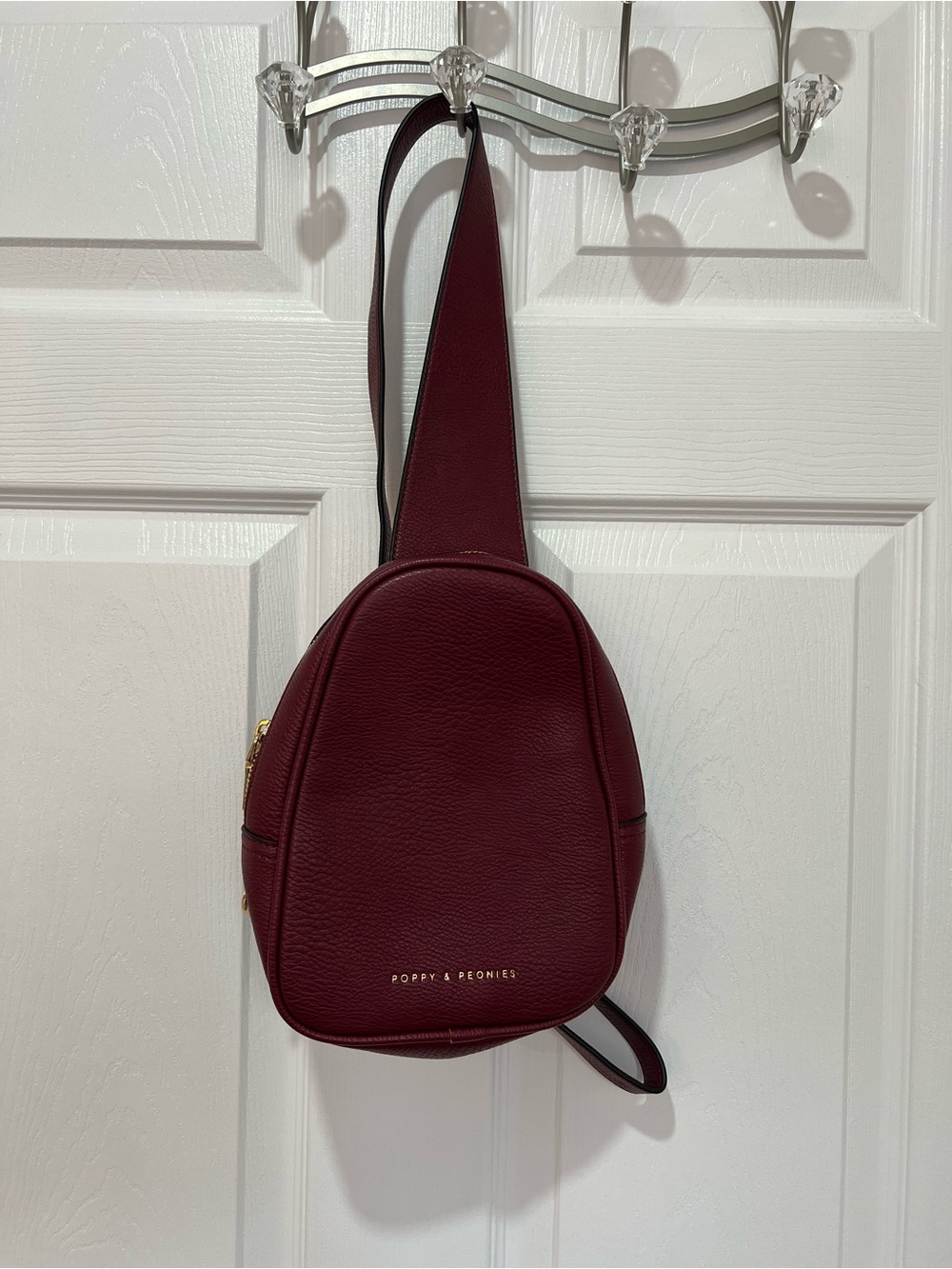 Poppy & Peonies Roamer Sling Bag Burgundy Wine Crossbody Purse
